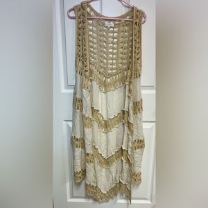 Umgee Crochet Boho Duster vest size large